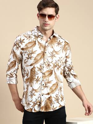 men's long sleeves abstract off white shirt 1