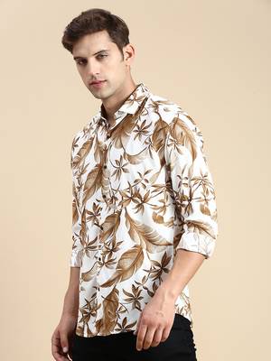 men's long sleeves abstract off white shirt 3