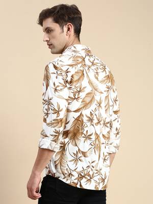 men's long sleeves abstract off white shirt 4
