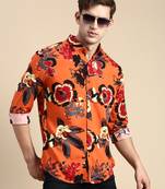 men's long sleeves abstract rust shirt