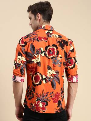 men's long sleeves abstract rust shirt 4
