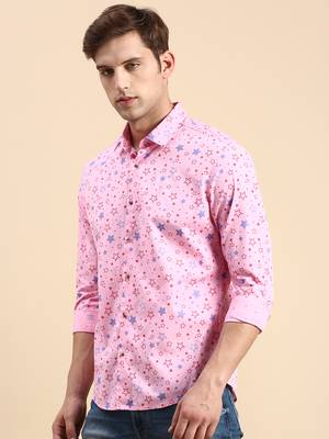 men's long sleeves conversational pink shirt 3