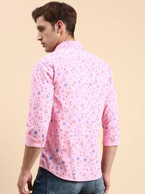 men's long sleeves conversational pink shirt 4