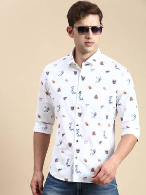 men's long sleeves conversational white shirt 1