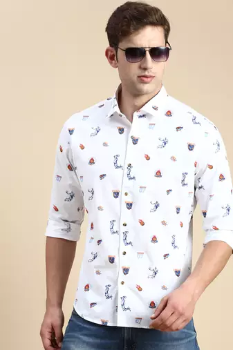 men's long sleeves conversational white shirt