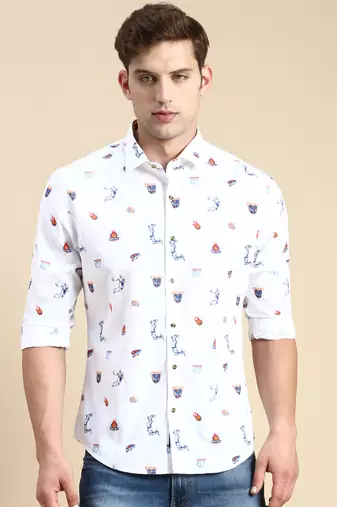 men's long sleeves conversational white shirt