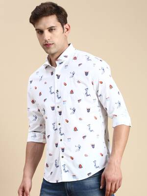 men's long sleeves conversational white shirt 3