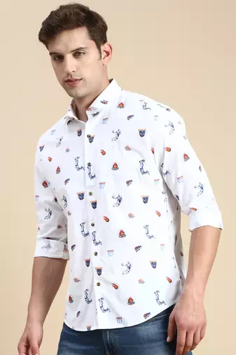 men's long sleeves conversational white shirt