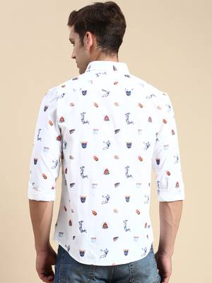 men's long sleeves conversational white shirt 4