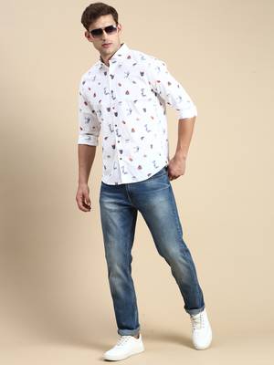 men's long sleeves conversational white shirt 5