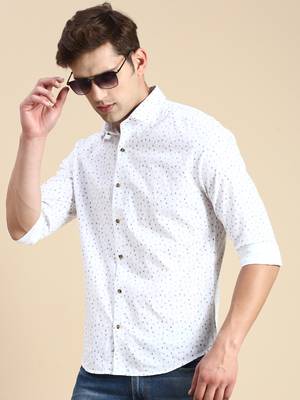 men's long sleeves abstract white shirt 1