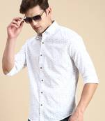 men's long sleeves abstract white shirt