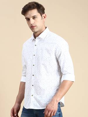 men's long sleeves abstract white shirt 3