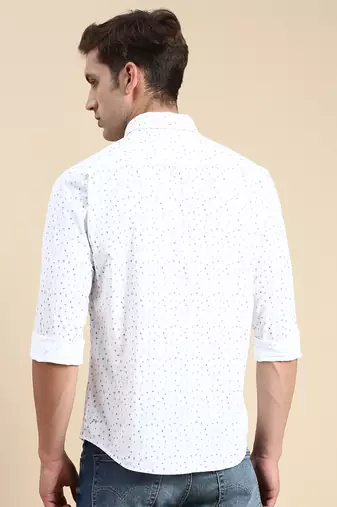 men's long sleeves abstract white shirt