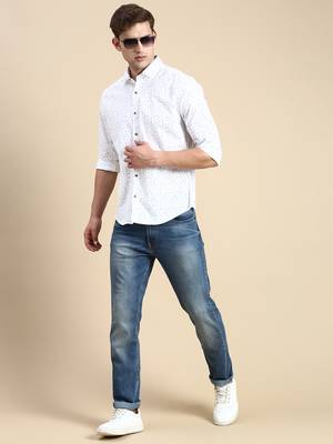 men's long sleeves abstract white shirt 5