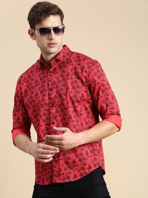 men's long sleeves abstract pink shirt 1
