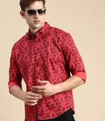 men's long sleeves abstract pink shirt