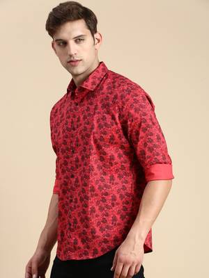 men's long sleeves abstract pink shirt 3
