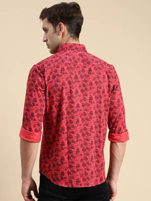 men's long sleeves abstract pink shirt 4