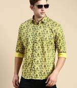 men's long sleeves abstract yellow shirt