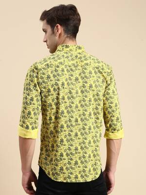 men's long sleeves abstract yellow shirt 4