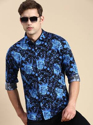 men's long sleeves abstract blue shirt 1