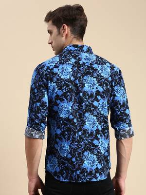 men's long sleeves abstract blue shirt 4