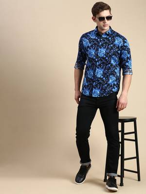 men's long sleeves abstract blue shirt 5