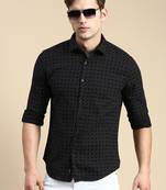 men's long sleeves abstract black shirt