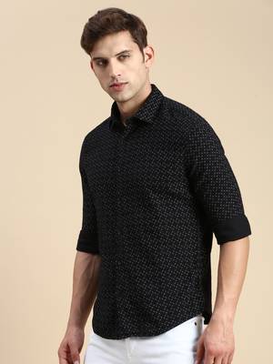 men's long sleeves abstract black shirt 3