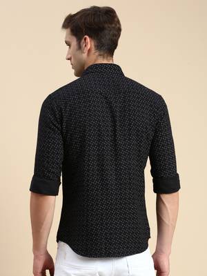 men's long sleeves abstract black shirt 4
