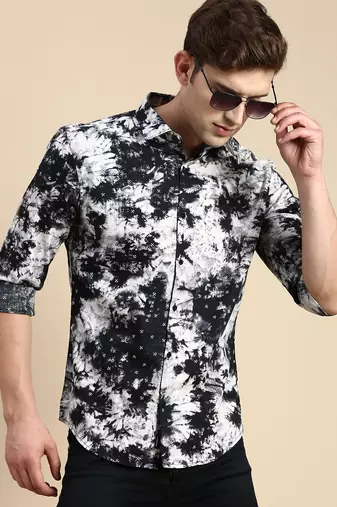 Showoff men's long sleeves faded black shirt