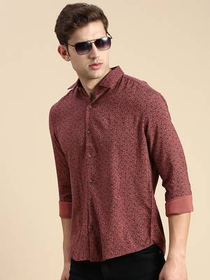 men's long sleeves floral mauve shirt 1