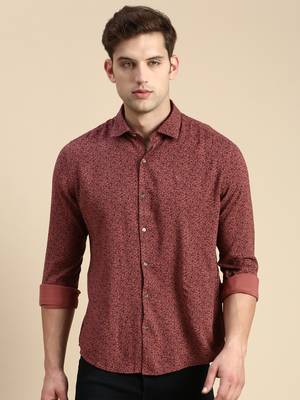 men's long sleeves floral mauve shirt 2