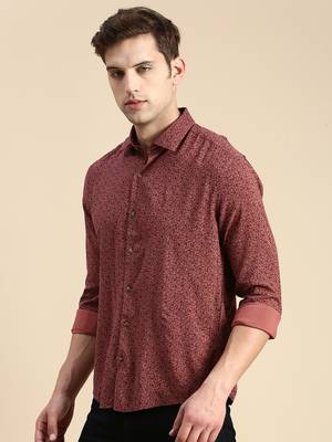 men's long sleeves floral mauve shirt 3