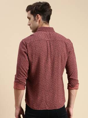men's long sleeves floral mauve shirt 4