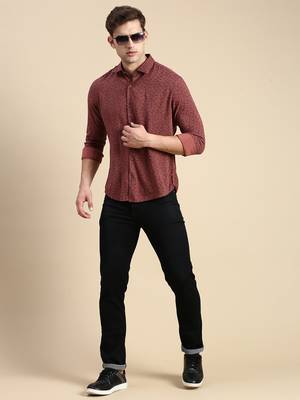 men's long sleeves floral mauve shirt 5
