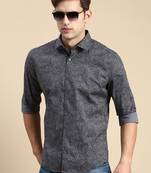 men's long sleeves abstract grey shirt