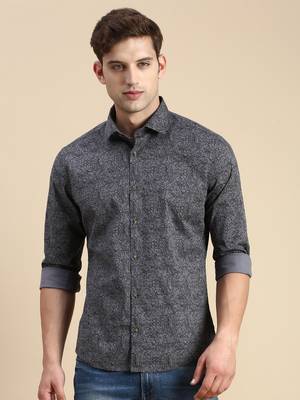 men's long sleeves abstract grey shirt 2