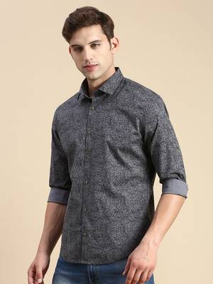 men's long sleeves abstract grey shirt 3