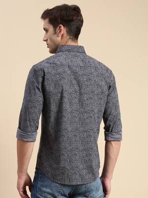 men's long sleeves abstract grey shirt 4