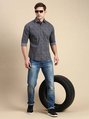 men's long sleeves abstract grey shirt 5