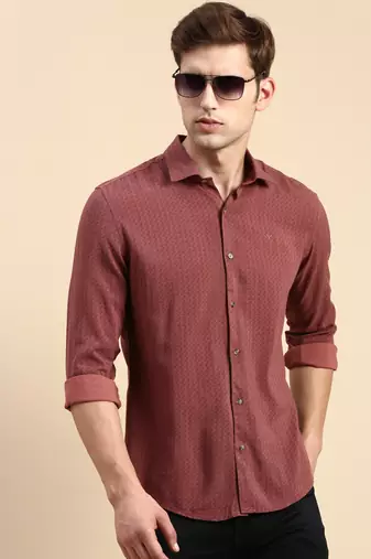 men's long sleeves abstract mauve shirt