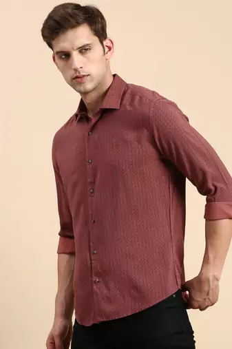 men's long sleeves abstract mauve shirt