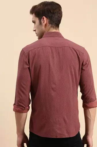 men's long sleeves abstract mauve shirt