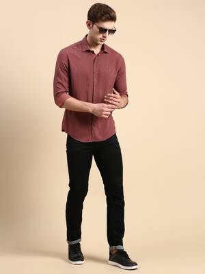 men's long sleeves abstract mauve shirt 5