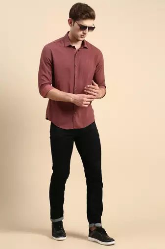 men's long sleeves abstract mauve shirt