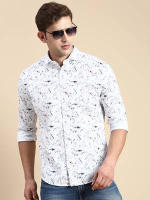 men's long sleeves abstract white shirt 1