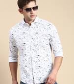 men's long sleeves abstract white shirt
