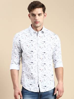 men's long sleeves abstract white shirt 2